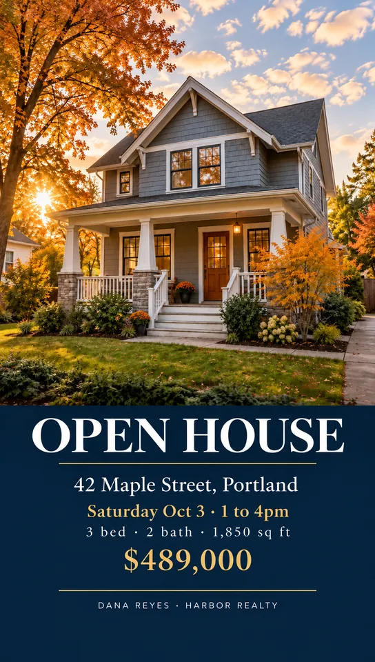 Open house post resized for Instagram Story