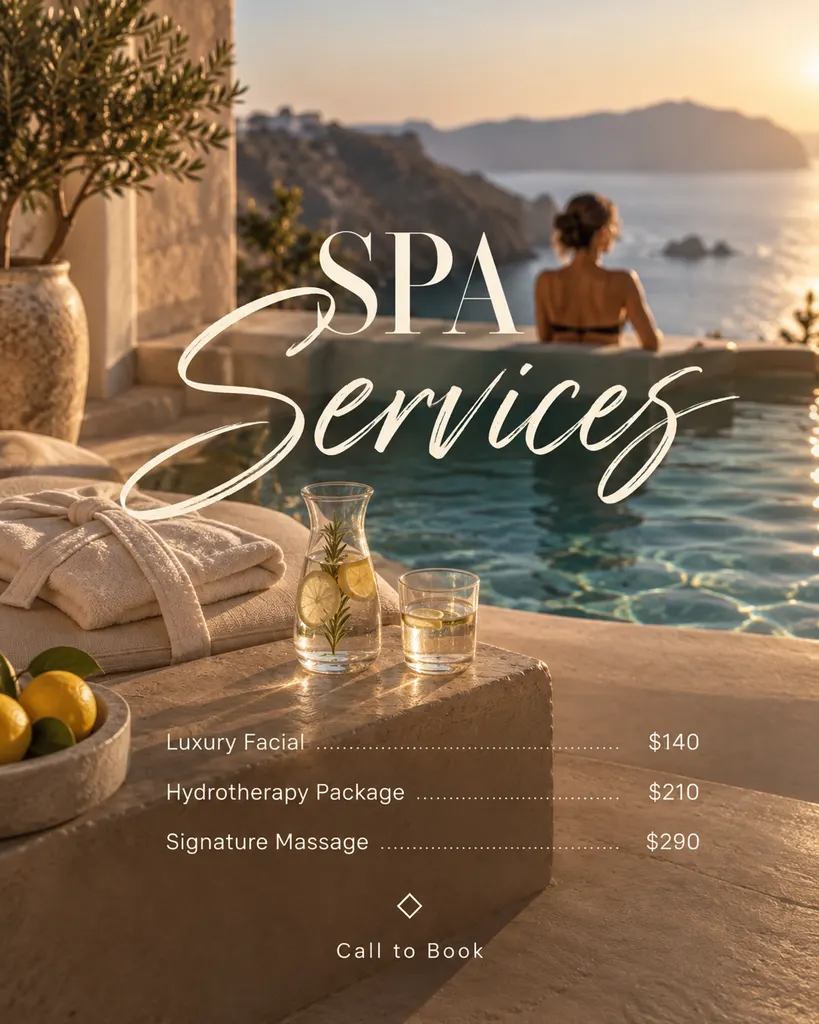 Spa Services Pricing Menu