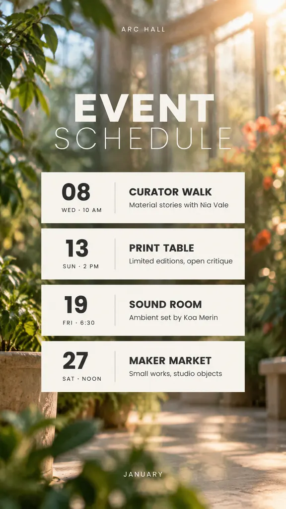Curated Event Schedule