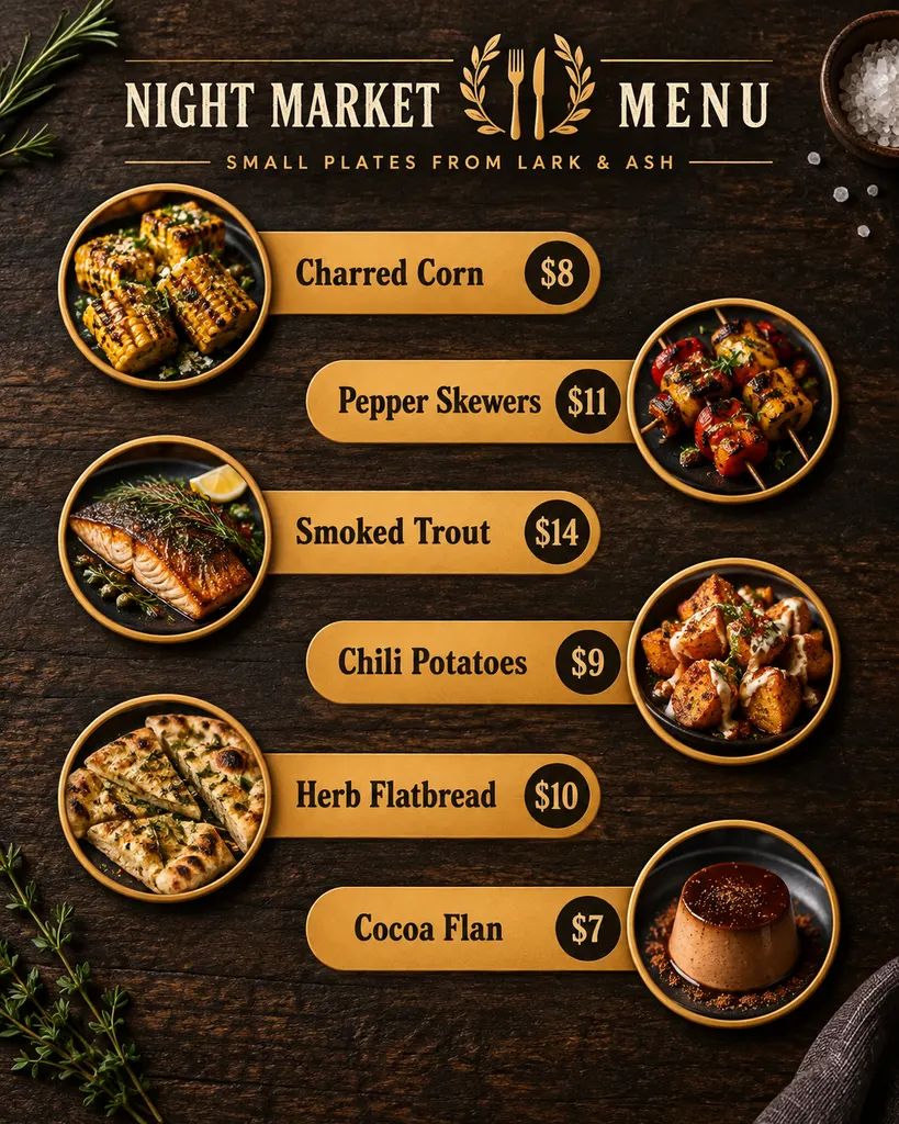 Rustic Restaurant Menu