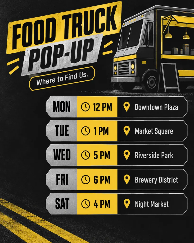 Food Truck Pop Up Schedule