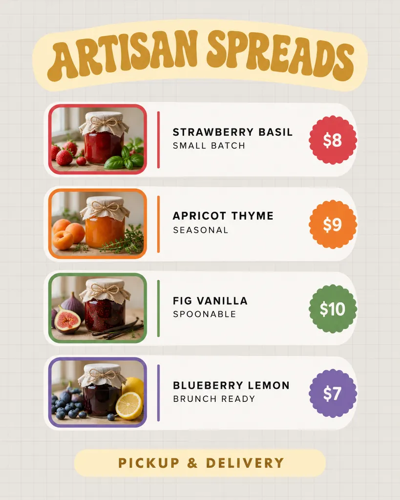 Artisan Product Price List