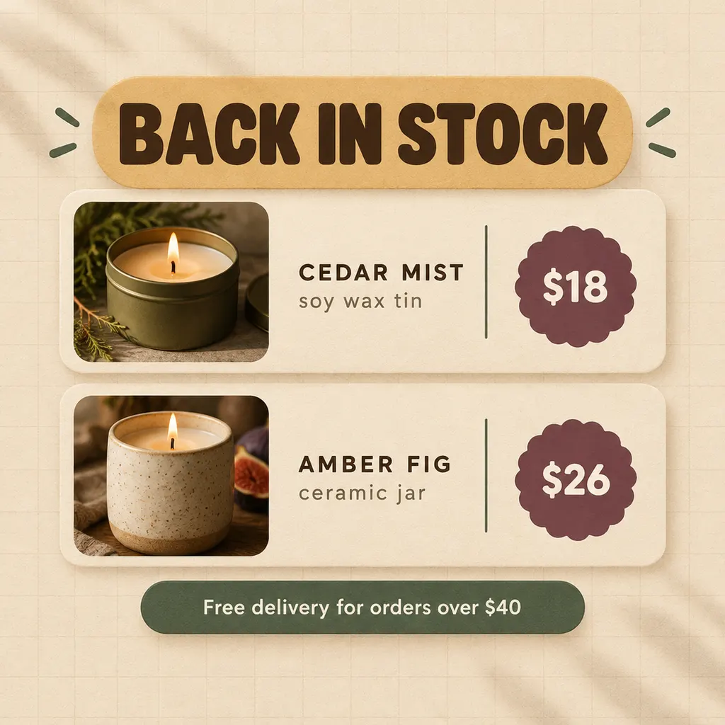 Candle Product Price List