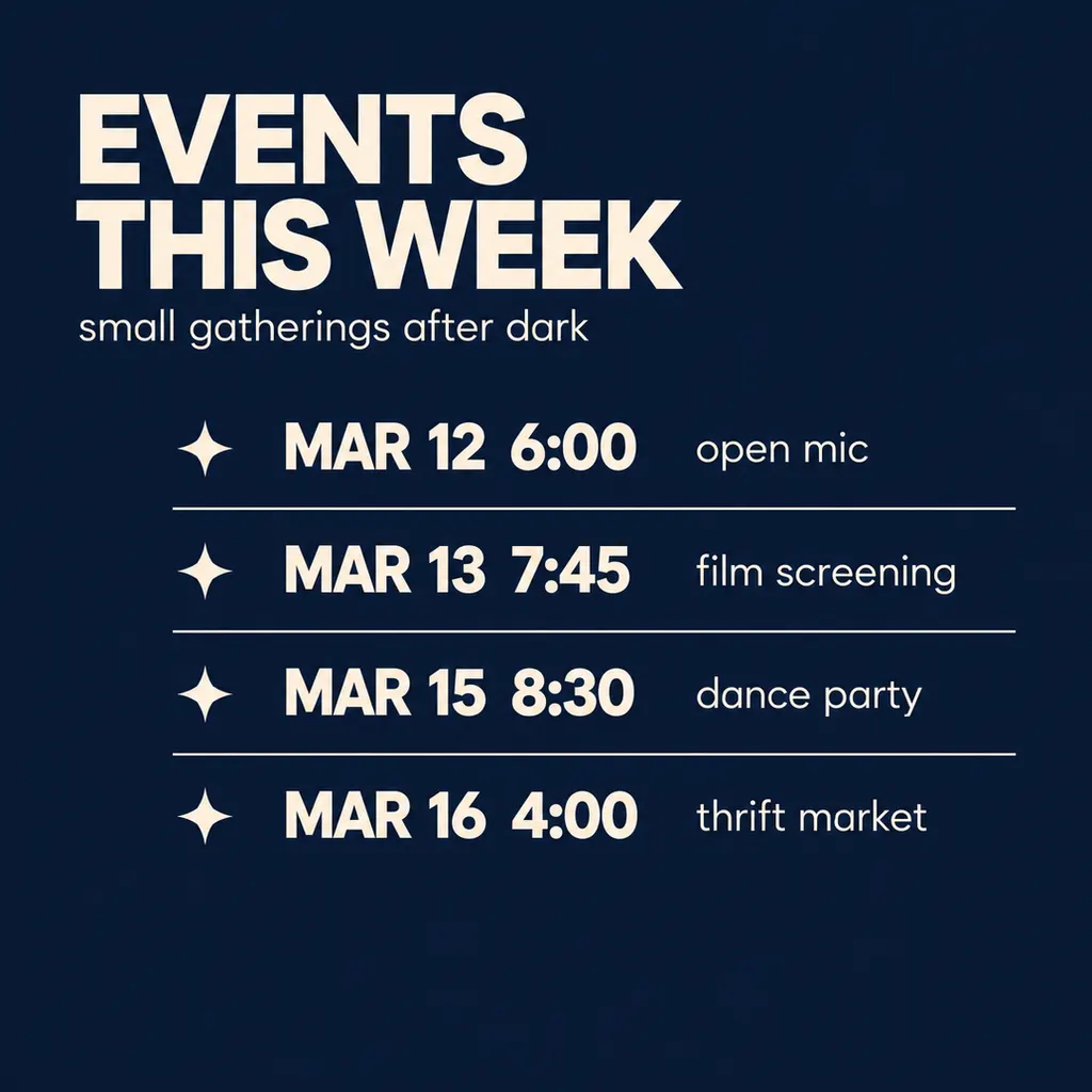Weekly Events Schedule